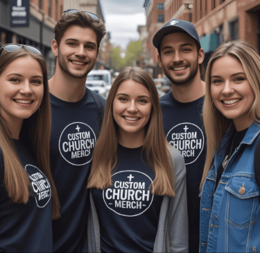 street crew doing promo for custom church merch
