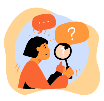 a man looking at questionnaires with question marks