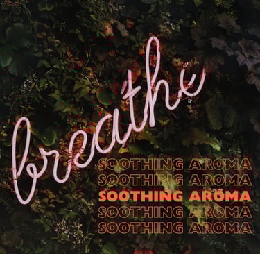 soothing aroma a neon sign that says breathe