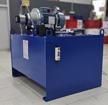 Blue coloured compact Hydraulic Power pack by Verkora