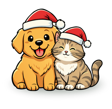 a cat and a dog are sitting on a rug