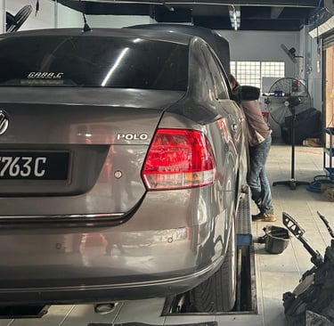 a man in a garage
