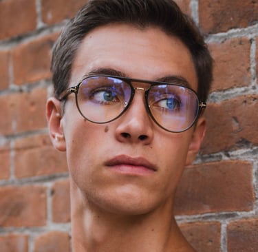 Young man wearing fashion eyewear