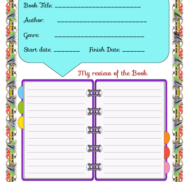 Reading Log Journal Page