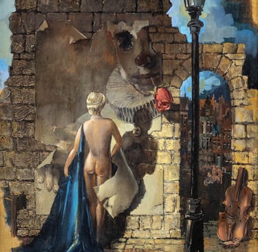 Tableau de René Hansoul "Nu dans une Rue"
