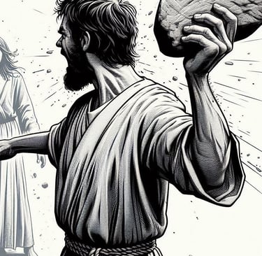 hombre arrojando piedras