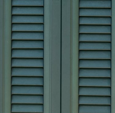 façade de maison avec volets fermés verts