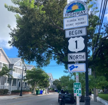 Panneau indiquant le début de la route 1, Key West