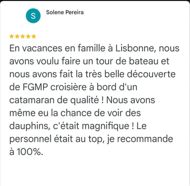 Avis d'une cliente heureuse lors d'une balade en Catamaran à Lisbonne
