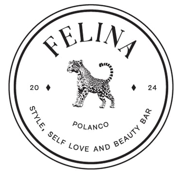 a logo with a jaguar and the word Felina Beauty Bar