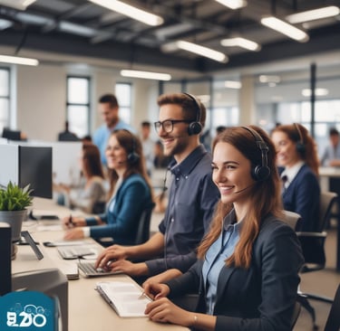 A friendly customer service representative wearing a headset, ready to assist learners with their training questions.