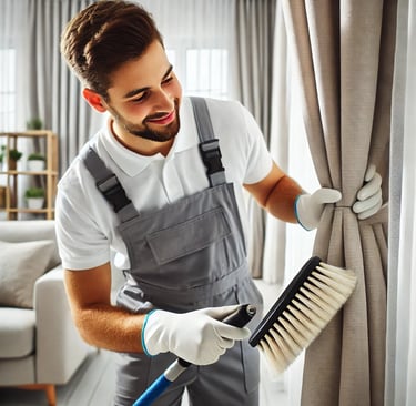cleaning Curtain with soft brush