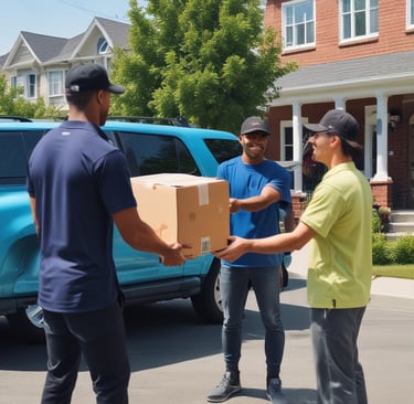 person giving brown box