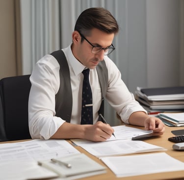 man at desk doing paperwork