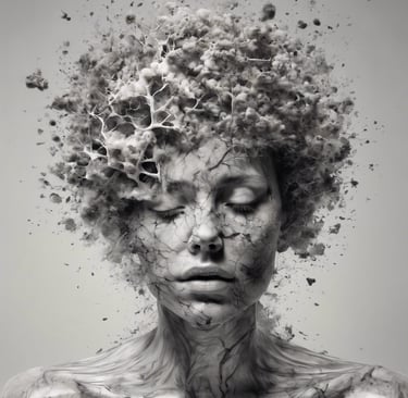 imagem de mulher com os pensamentos se expandindo