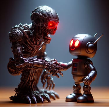 AI generated image of two robots shaking hands