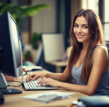 A sleek refurbished laptop open on a wooden desk with a cup of coffee nearby.