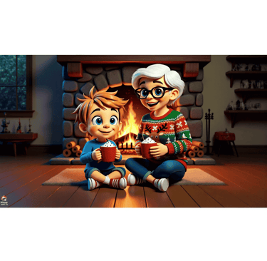 Alvey and Nanny by the fire alveystarr.com