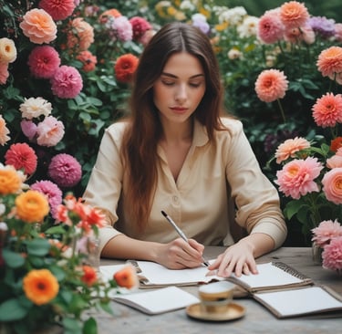 young woman satr at table taking notes
