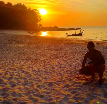 Francesco Margaretini in Thailand during sunset on the beach on holiday