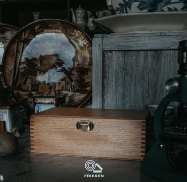 A vintage environment with a wooden box