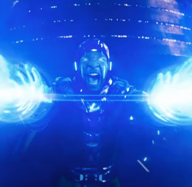 a man in a suit and a suit with a sword