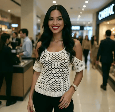 Haut Piccantezzo crochet blanc coton T 38/40