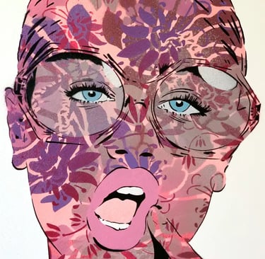 Efin art womans portrait pink