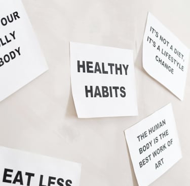 a group of paper cutouts with words on them