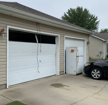 Photo of damaged garage door in corpus Christi, texas