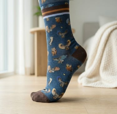 een voet met sokken op de tenen