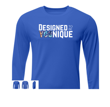 men's long sleeve blue shirt with logo
