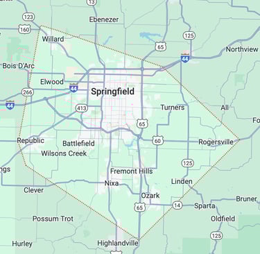 Map of service areas in Southwest Missouri