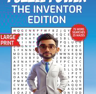 inventor word search puzzle power edition large print educational puzzles about famous inventors liora onyx cover