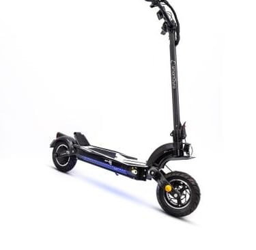 a scooter with a black and blue scooter