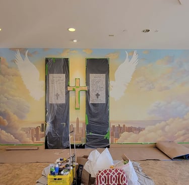 mural in progress by Marcine in mercer county nj