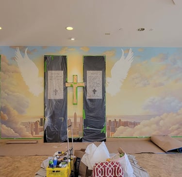 mural in progress by Marcine in mercer county nj