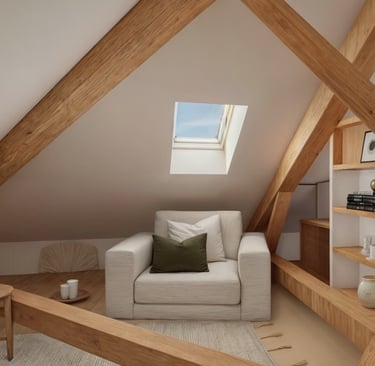 aménagement sous comble d'un salon