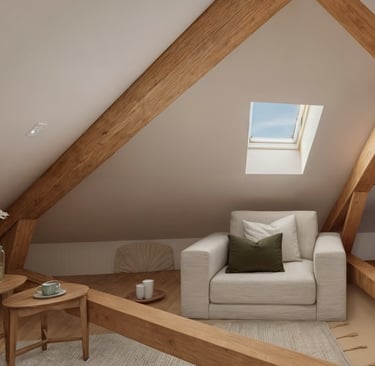 aménagement sous comble d'un salon