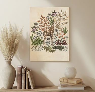 Animal Illustration Wall Art in a Living Room