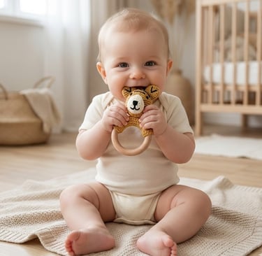 Baby met duurzame bijtring