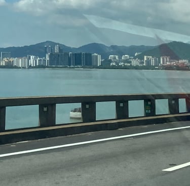 road and city harbor 