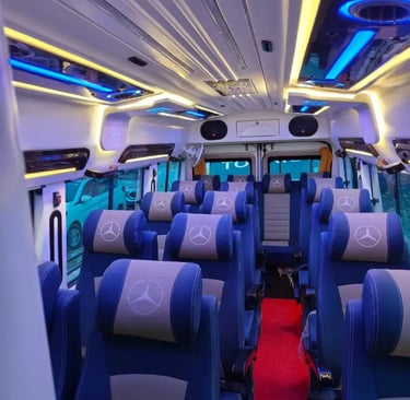 16 seater luxury tempo traveller interior on rent in Delhi ideal for family and group travel