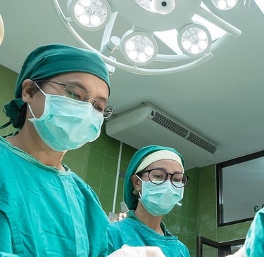 Medical theatre during an operation. Medical careers in brief