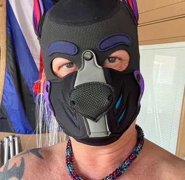 Man in pup mask