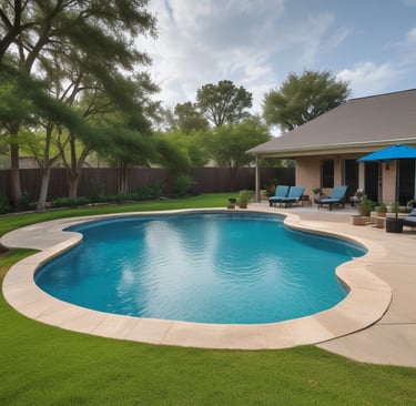 A family enjoying a clean and well-maintained pool on a sunny day.