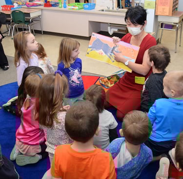 Sharing a Lunar New Year story with students in Tioga Hills Elementary
