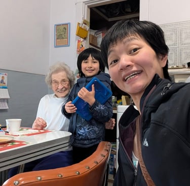 Visiting our friend, Julie, who's 104 yo!