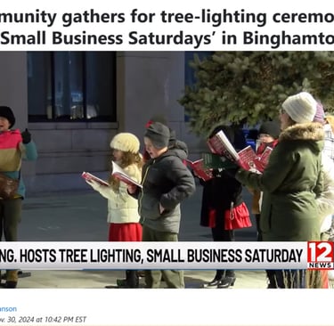 Beth and I brought kids our to sing for the Tree-Lighting ceremony in da Bing