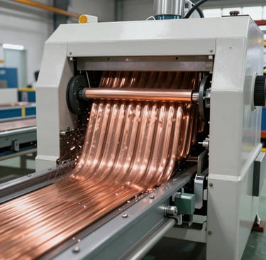 Industrial copper scrap neatly collected and prepared for eco-friendly processing.